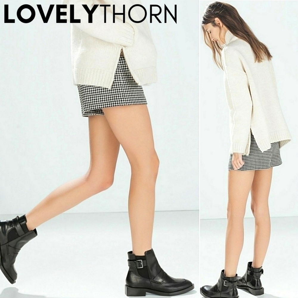 ZARA // wool houndstooth dress shorts